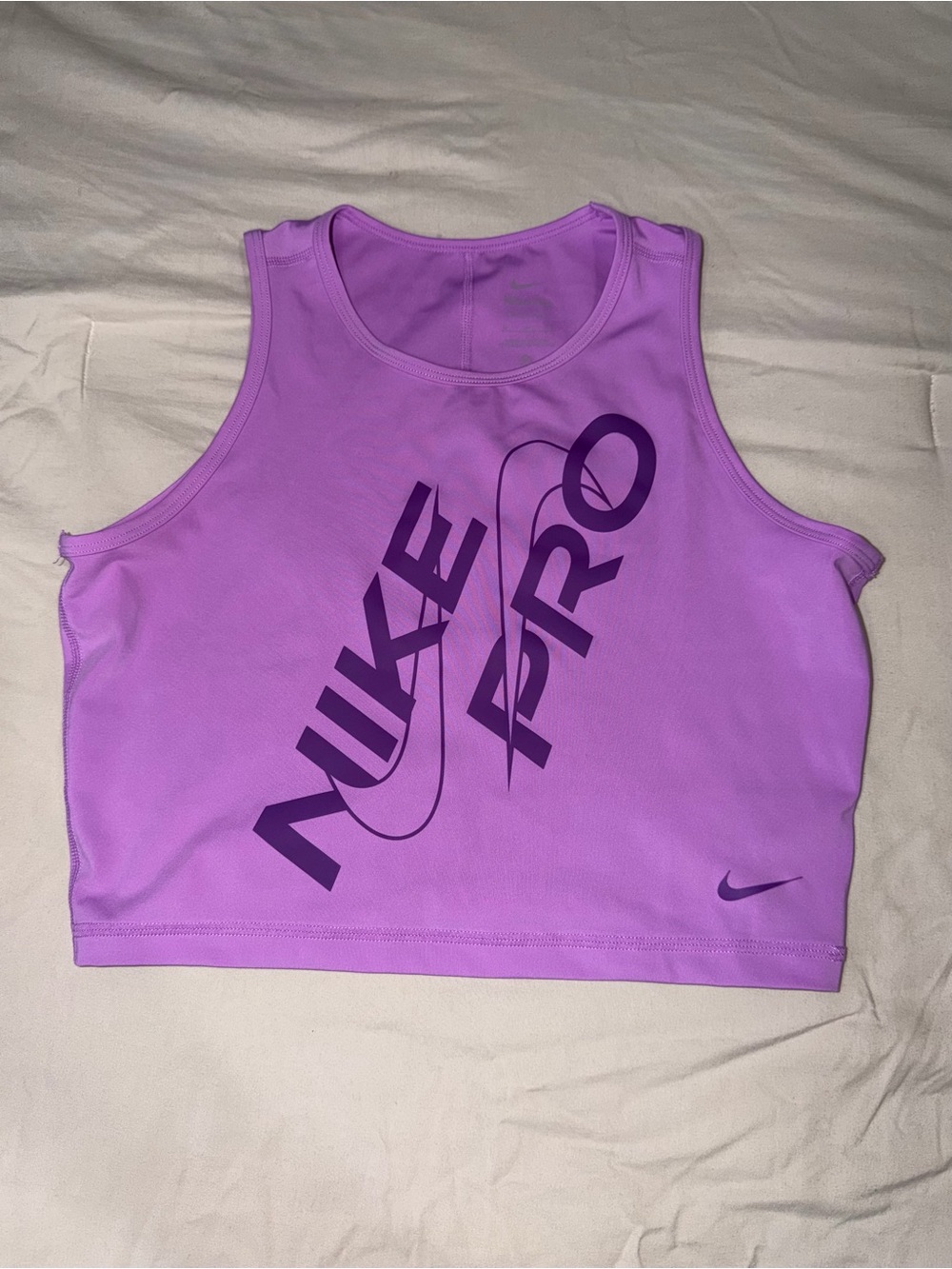 Nike Purple Pro Crop Tank with Bold Logo
